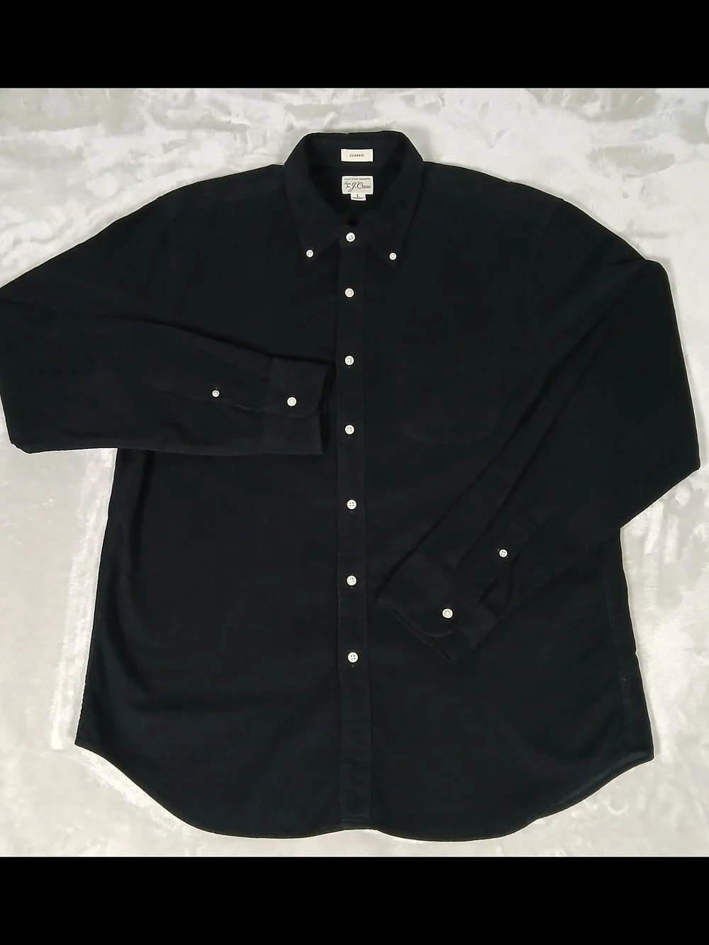 J. Crew Corduroy Button Down Shirt L Men's Long Sleeve Black